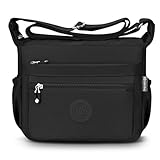 JUYANO Umhängetasche Damen Mittelgroß, Nylon Wasserdicht Handtasche Damen mit mehreren Taschen Leichte Crossbody Bag Damen Verstellbarer Breitem Freizeit für Einkaufen Reisen Schule