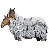 Riding World - Ekzemerdecke Zebra | Fliegendecke mit abschwitzender Wirkung | Pferdedecke mit Bauchlatz & verstellbaren Riemen & Bändern | Abschwitzdecke Pferd & Pony | Stalldecke Zebra-Look | 145 cm