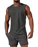 Tank Top Herren Ärmelloses Muskelshirts Gym Sport Unterhemd Männer T Shirt Herren Fitness Trägershirts Tee Top für Men Dunkelgrau M