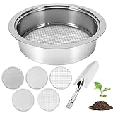 Kinberry 5 in 1 Gartensieb aus Edelstahl kompostsieb durchwurfsieb für Erde mit 5 austauschbare Siebeinsätze Ø 1,3,6,9,12 mm, 1 Handspaten für Erde Steine Kompost Sand usw
