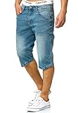 Indicode Herren Jaspar Jeans Shorts mit 5 Taschen | Herrenshorts Used Look für Männer Blue Wash M