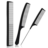 URAQT Kit Haarkamm, 3pcs Professioneller Friseur Kamm, Barbier Haarstyling Salon Kamm Hitzebeständiger Antistatischer Kamm Nadelstielkamm Carbon Kamm, Hair Comb für Männer und Frauen