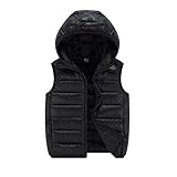 ACMEDE Leichte Daunenweste Jungen Mädchen, Freien Steppweste mit Kapuze, ärmellose Jacke Weste Winter Kapuzenweste Outfits 4-14 Jahre