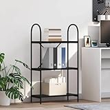 QJBSAVVA Bücherregal schmal 60x30x109 cm Schwarze Eiche Holzwerkstoff Metallskelett Modernes Design Robuste Stahlregale für Living Room Schlafzimmer Büro Küche Balkon
