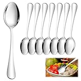 8 Stück Große Esslöffel aus Edelstahl, 19 cm Spiegelpoliert Tafellöffel, Spülmaschinenfest, Silber Kaffeelöffel, Dessertlöffel, Suppenlöffel Set, Servierlöffel für Küche, Zuhause, Restaurant, Party