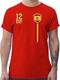 T-Shirt Herren - Fußball EM - 12. Mann Spanien Fan-Shirt WM - XL - Rot - Shirt 2024 Tshirt Fussball Europameisterschaft Spain Shirts fussballtrikot fu Ball Espana Fun-t-Shirts t em- Fanartikel