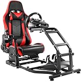 Dardoo Verstellbares Gaming Sim Cockpit mit rotem Sitz Passend für Logitech G29 G920 G923 Thrustmaster T300 Racing Lenkradständer, nicht inklusive Lenkrad, Pedal und Handbremse