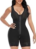 YIANNA Body Shaper Damen Bauchweg Shapewear Stark Formend Full Miederbody Shaping Bodysuit Fajas Colombianas Mit Bein Formender Schwarz XL 7275