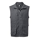 YOSUWOAI Leichte Softshell-Weste für Herren Durchgehender Reißverschluss Arbeitsweste Schnell trocknend Outdoor Wandern Freizeit Weste mit Mehrere Taschen Angeln Wandern Safari Weste