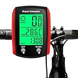 Fahrradcomputer 19 Funktionen Kilometerzähler IP54 Wasserdicht mit LED-Hintergrundbeleuchtetem Display Fahrradtacho, Automatischer Start/Stopp tacho Verkabelt HD-Tacho Fahrrad mit Bildschirm