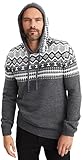 Leif Nelson Norweger Pullover Herren - Männer Strickpullover mit Kapuze XXL Anthrazit