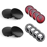 HERKINDNESS 56mm Nabendeckel (4 Stück) mit 8 Zweifarbigen Aufklebern – Radnabenkappen aus ABS, DIY-freundlich für Radnaben Dekoration, Kratzfest & Strapazierfähig