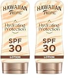 Hawaiian Tropic| Hydrating Protection Sonnenschutz mit LSF 30, UVA- und UVB-Schutz, 180 ml, 12 Stunden Feuchtigkeitsversorgung mit Kakao- und Sheabutter, wasserfest, vegan (Packung mit 2)