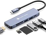 NOVOO USB C Hub 4K@60Hz HDMI USB C Adapter MacBook Adapter mit 100W PD,4K 60Hz HDMI,2 USB-A 3.0 Datenanschlüssen, SD/TF Multiport Dock für MacBook Pro/Air Dell Surface Lenovo und mehr Typ C Geräten
