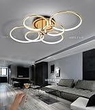 Dimmbar LED Deckenleuchte 144W 11300LM Modern Deckenlampe Gold Ring Design Wohnzimmerlampe 6 Flammig mit Fernbedienung 3000K-6000K Led Beleuchtung für Wohnzimmer Schlafzimmer Küche Esszimmer Büro 110m