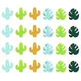 BOHUIZ 24 Stück Maschenstopper für Stricknadeln, Silikon Stricknadel Stopper Niedlicher Kaktus und Monstera Blatt Stricknadel Endkappen Strickspitzenschutz für Stricken Quilten Häkeln DIY Kunstprojek