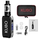 E Zigarette Shisha Starterset 100W Mod Kit mit 0,5 Ohm/ 2,0ml Verdampfer 2200mah Akku Dampfer Vape, Regelbare Watt LED Bildschirm 0,0mg Nikotin KUBO LZ100W Ohne E Liquid– Schwarz