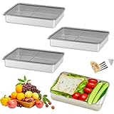 WIYETY Set mit 3 Aufschnittbox Fresh Edelstahl Gefrierbehälter mit Deckel,800ml Wiederverwendbar Aufschnittdose,Stackables Käsedose,Frischhaltedose Luftdicht,Aufschnittbox Fresh für Fleisch Käse