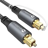 WARRKY Optisches Audiokabel, Optical Audio Cable, [Nylon Geflochten, Vergoldeter Stecker, Aluminiumhülse] Toslink kabel, Kompatibel mit LG/Samsung Soundbar, Stereoanlage, Heimkino, PS4, Xbox -1,8m