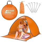 Active Era Pop Up Strandmuschel mit UV Schutz, UPF 50+ Strandzelt, Windschutz Strand, Zelt für 2-3 Personen inkl. Tragetasche und Heringe - Orange