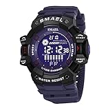 Digital Herren Uhren - Sport Outdoor Quarz Armbanduhr 5 ATM wasserdichte Uhren Mit Wecker/Kalender/Stoppuhr/Stoßfest,Dark Blue