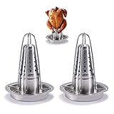 AMOZO Hähnchenbräter - Das Neue 304 Edelstahl Hähnchenhalter - Bierdose Hähnchengriller - Geflügelbräter mit Aromabehälter(2 Stück) (2)