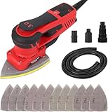 Exzenterschleifer 350W Bürstenloser Motor 3,0 Schleifhub Vibrationsarm 10000 U/min für Holzbearbeitung Polieren mit 12 Schleifpapier