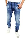 Reslad Jogging Jeans Used Look Jeans-Herren Slim Fit Jogging-Hose Jogger RS-2073 Blau L