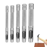 Lochwerkzeug Set 5-teilig – Rundloch Stanzer für Leder Stoff Metall Holz – Hochwertige Hohlstanzer in verschiedenen Größen für Handwerk, DIY, Reparatur und Dekoration – inkl. Aufbewahrungsta