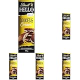 Lindt Schokolade HELLO Cookies & Cream | 100 g Tafel | Vollmilch-Schokolade mit Keks- & Sahnecrème-Füllung | Schokoladentafel | Schokoladengeschenk (Packung mit 5)