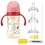 Qshare Trinkbecher Baby,3 in 1 240 ml Schnabeltasse Baby,Baby Trinkbecher,beschwerter Strohhalm,Trinklernbecher, für Kleinkinder ab 6 Monaten (Rose)