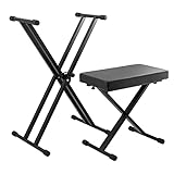 TIGER KAP-PK2 Keyboardständer & Hocker im Pack - Höhenverstellbarer doppelstrebiger X-Frame Keyboardständer & Klavierhocker in einer Packung