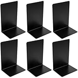 6 Stück Buchstütze aus Metall, 19.5x13.5x10cm Buchhalter Regal mit Rutschfester Matte Buchstütze, Buchhalter Leseständer, für Schule, Zuhause, Bibliothek und Büro, Schwarz