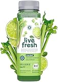 LiveFresh BIO Selleriesaft Kaltgepresst | 97% Selleriesaft, 3% Limettensaft | Ohne Zuckerzusatz | Frisch gepresster Gemüsesaft mit Kalium, Calcium & Vitamin K | Inkl. 3€ Pfand | 12x250ml