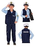 Magicoo SEK Polizei Kostüm Deutschland für Kinder Jungen Mädchen - Gr 92 bis 140 - Fasching Polizist Kostüm Kind (110-116)