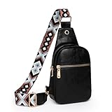 SZFRYEU Sling Bag Damen Brusttasche Klein Crossbody Bag Stylisch Umhängetasche Bauchtasche PU LederSchultertasche Leichte Rucksack für Outdoorsport, Reisen, Einkaufen, Frauen (Schwarz, One Size)