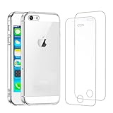 NEW'C Hülle für iPhone 5, iPhone 5S und iPhone Se 2016 Ultra Transparent Silikon Weiches TPU Gel und 2 × Panzer Schutz Glas für iPhone 5, iPhone 5S e iPhone Se 2016 - Anti Scratch