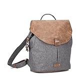 Zwei Damen City-Rucksack Olli OR8 kleiner Rucksack 5 Liter Lederoptik im Vintage-Style robust strapazierfähig wasserabweisend Hauptfach mit Reißverschluss (stone)