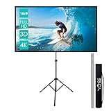 CCLIFE Klappbar Beamer Leinwand mit Stativ Inklusiv Montagematerial 80/90 / 100 Zoll Projektionsleinwand Rolloleinwand heimkino Mobile