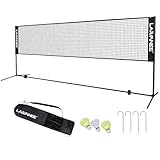 LARMNEE Badminton Netz, 4 m Volleyballnetz, Federballnetz, 3-Fach-Höhenverstellbar 107/120/155cm, Tragbares Set für Tennis, Badminton oder Volleyball, für Garten, Indoor, Outdoor EHS04BN02