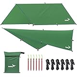 Rottay Zeltplane Wasserdicht, Dunkelgrün Camping Zelt Tarp Zeltunterlage für Hängematte, Regenschutz Sonnenschutz für Outdoor Camping MEHRWEG Wandern, Leichte Tragbare für Wandern Reisen