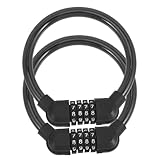 MILISTEN 2 Stück Fahrradschloss Zahlenschloss Kabelschloss Wiederverwendbar Robust Tragbar für Mountainbike Outdoor radfahren Zubehör Schwarz