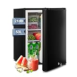 Techomey Camping Kühlschrank, 53L, Camping Kühlschrank 12V 230V mit Schloss und Wendetür, Leiser Absorber Kühlschrank für Haus und Outdoor, 12V Kühlschrank für Wohnmobil, Büro, Hotel, Schwarz