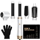 5 in 1 Hairstyler,Haartrockner & Haarstyler Set mit Rundbürstenföhn, Warmluftbürste, Thermal Brush, Hair Dryer, Glättbürste, Multistyler, Geschenke Sets für Frauen Locken, Glätten, Föhnen