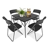 Sekey Gartengarnitur Set, Garten-Essgruppe 4 Personen, Balkonset Balkonmöbel Set 4 Stühle mit Tisch, Klappbar Gartentisch mit Stühlen Set Terrassenmöbel für Terrasse, Balkon, Bistro, Garten