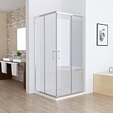 MIQU Duschkabine Eckeinstieg 80x80 cm Duschwand mit Doppel Schiebetür rollen, 5mm ESG Sicherheitsglas, Schiebetüren Glas komplett Dusche Chrom Duschabtrennung Höhe 185cm, ohne Duwchtasse