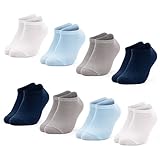 Occulto KINDER SNEAKER SOCKEN für JUNGEN und MÄDCHEN (8 PAAR), FARBIGE SNEAKERSOCKEN für KINDER, KINDERSOCKEN aus BAUMWOLLE für JUNGEN und MÄDCHEN 27-30 Blau-Grau