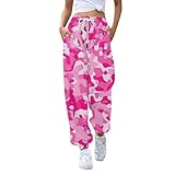 Sporthose Damen, Jogginghose Damen Camouflage Sporthosen Jogginghosen Damen Sporthosen Für Sweathose Casual Trousers Trainingsanzug Gym Leggings Relaxhose Swat Pants (Wassermelonen Rot,XL)