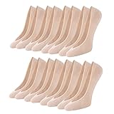 Toes Home Füßlinge Ballerina Socken Damen 8 Paar, Unsichtbare Sneaker Socken Damen Füsslinge mit Rutschfest Silikon No Show Atmungsaktiv Halbsocken Hautfarbe 39-42 (M)