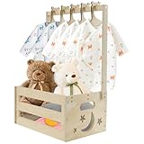Holz Babykorb Geschenk mit Griff Babyparty Schrank Geschenk Korb Neugeborene Baby Dusche, Baby Shower Wäschekorb für Geburtstage Babypartys Weihnachten Neue Eltern(A)